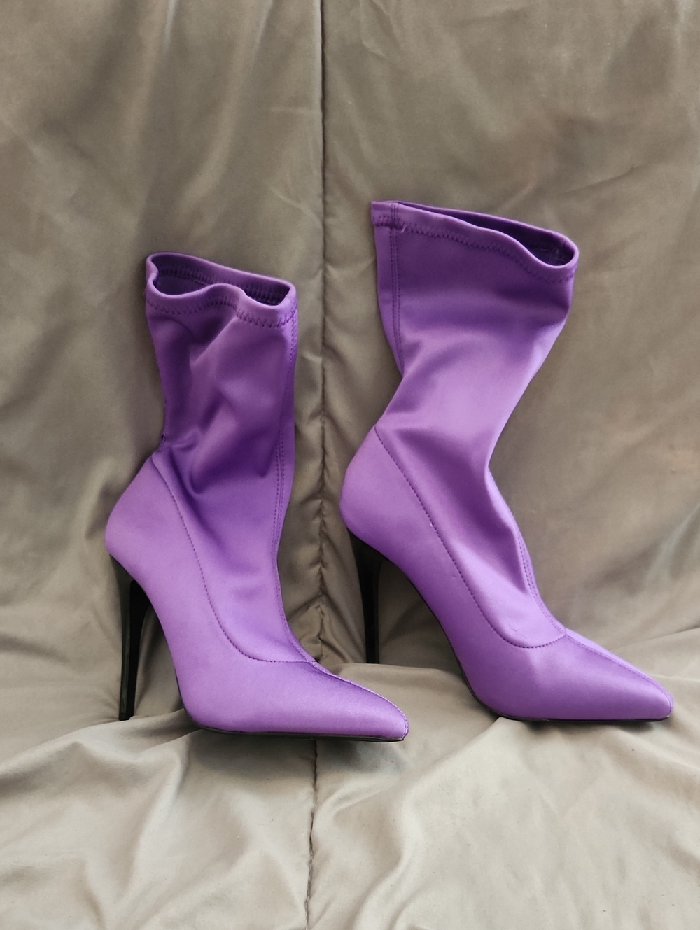 Call It Spring Lilac Pointed-Toe Sock Stiletto Boots
